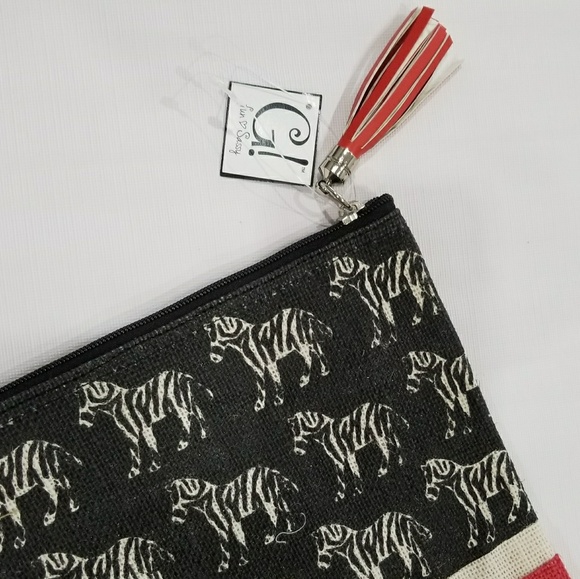 Black White & Red Zebra Print Jute Clutch - Picture 7 of 7